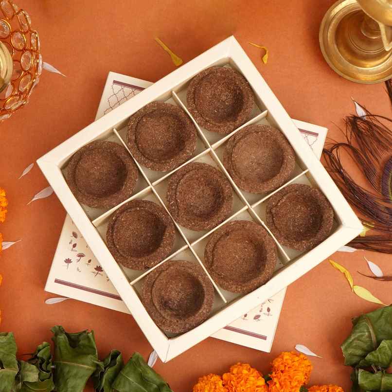 Cow Dung Diya Set | Pack Of 9 | Servdharm Cow Dung Diya Set | Pack Of 9 | Servdharm
