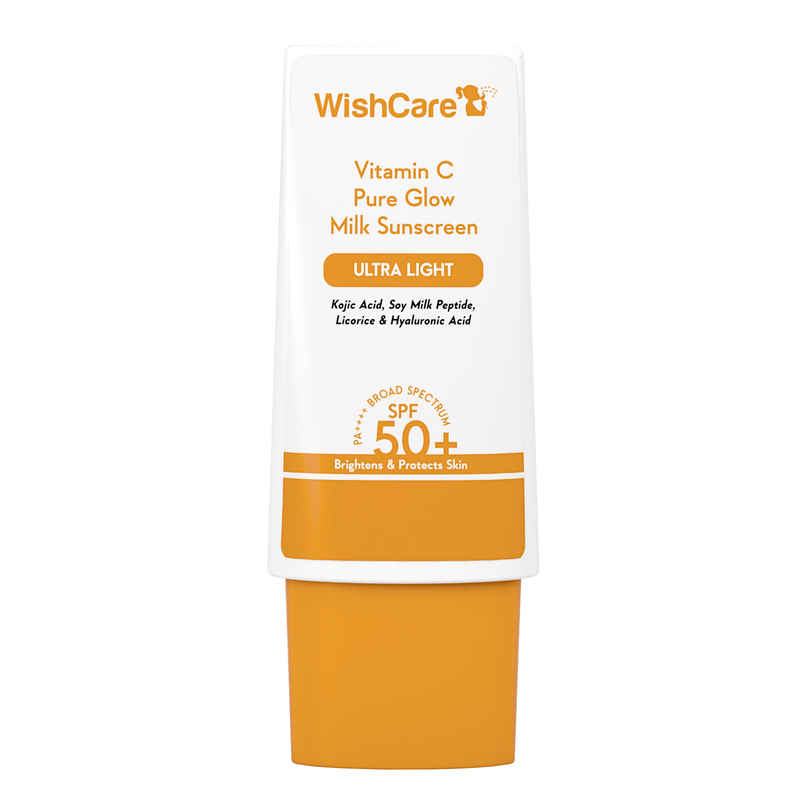 WishCare Vitamin C Pure Glow Face Sunscreen SPF 50 PA++++ Broad Spectum Ultra Light & No White Cast WishCare Vitamin C Pure Glow Face Sunscreen SPF 50 PA++++ Broad Spectum Ultra Light & No White Cast