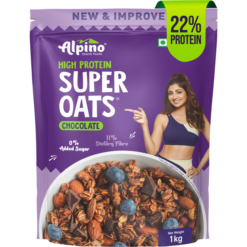 Alpino 22g High Protein Super Oats Chocolate with Almonds & Raisins | No Added Sugar & Salt Alpino 22g High Protein Super Oats Chocolate with Almonds & Raisins | No Added Sugar & Salt