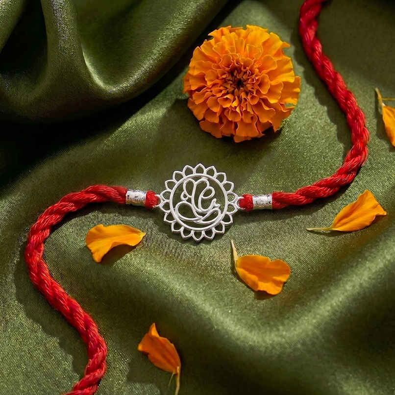 Ganesh Filigree 925 Pure Silver Rakhi for Brother | Pack of 1 | Zavya