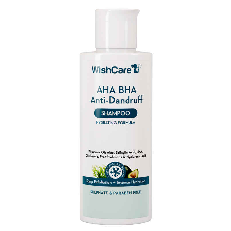 WishCare Hydrating AHA BHA Anti Dandruff Shampoo -Piroctone Olamine, Salicylic Acid, LHA, Probiotics