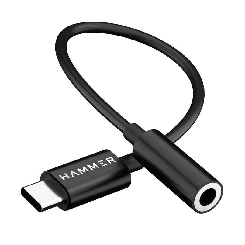 Hammer Type-C to 3.5mm Audio Jack Connector Adapter with DAC | Compatible with iPhone 15/16 | Black Hammer Type-C to 3.5mm Audio Jack Connector Adapter with DAC | Compatible with iPhone 15/16 | Black