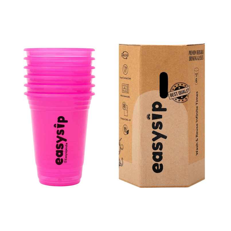 Easysip Premium Drinking Reusable Party Glasses | Pink - 400 ml