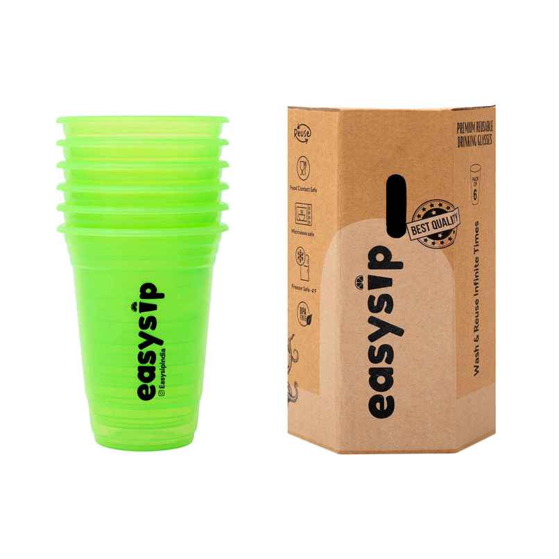Easysip Premium Drinking Reusable Party Glasses | Green - 400 ml