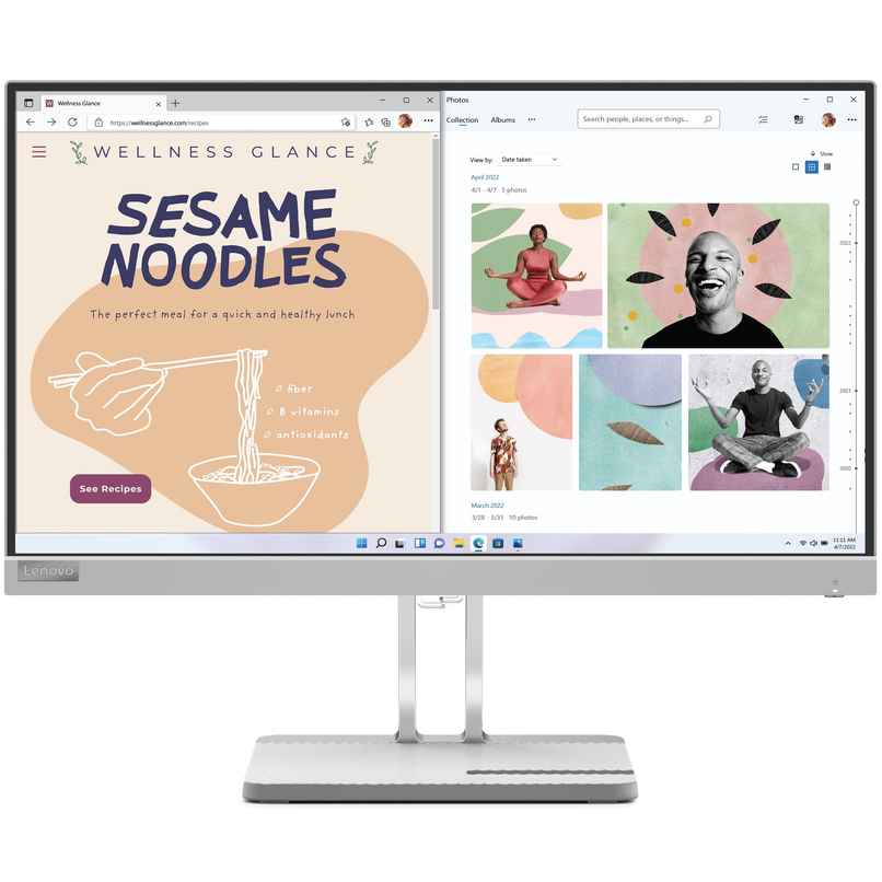 Lenovo L22e-40 21.45 inch FHD Ultraslim Monitor, AMD FreeSync, HDMI, TUV Eye Comfort, Cloud Grey