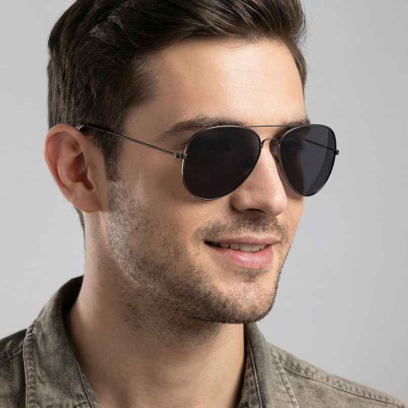 NuVew Unisex Aviator Sunglasses | Gun | Large