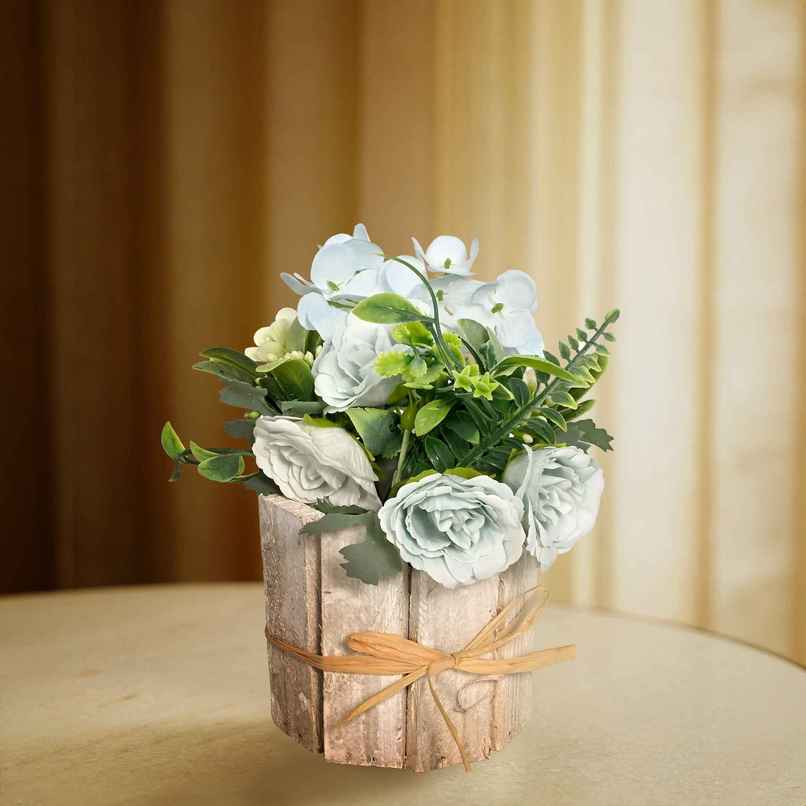 Cortina Wooden Pot Maria Potted Plant White | 20 X 10 cm