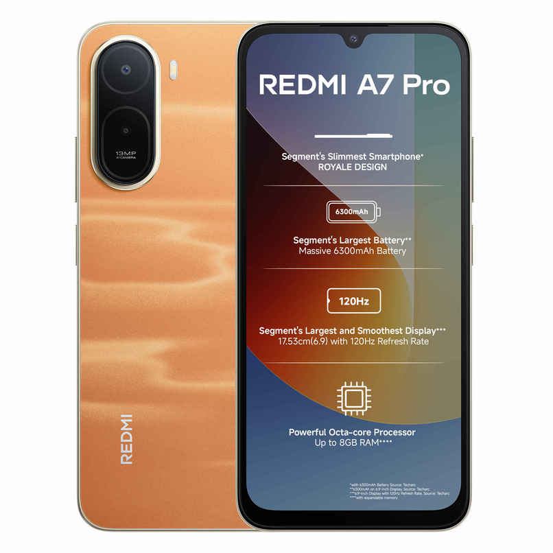 Redmi A7 Pro | 4GB RAM | 64GB Storage | 6.9 inch Display | 4G VOLTE, 4G, 3G, 2G | Sunset Orange