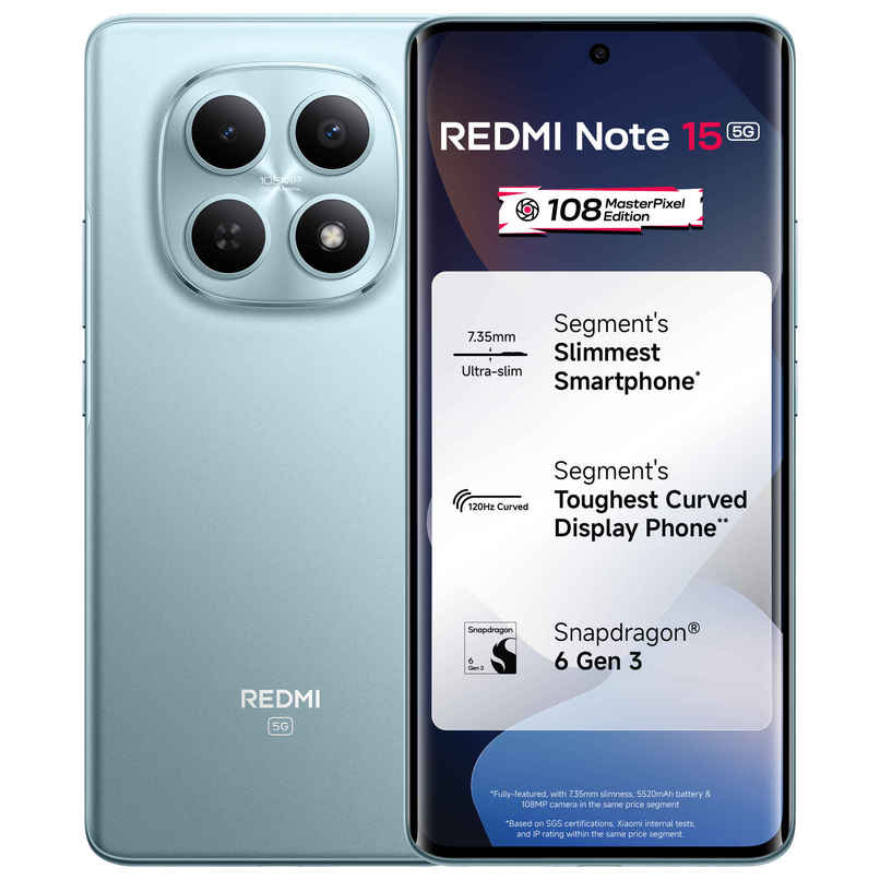 Redmi Note 15 5G | 8 GB RAM | 128 GB Storage | 6.77 in Display | 5G | Glacier Blue