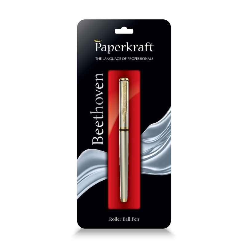 Paperkraft Beethoven Ceramic Roller Ball Pen (Blue) Pack Of 1 (Gold) - 4030155 Paperkraft Beethoven Ceramic Roller Ball Pen (Blue) Pack Of 1 (Gold) - 4030155