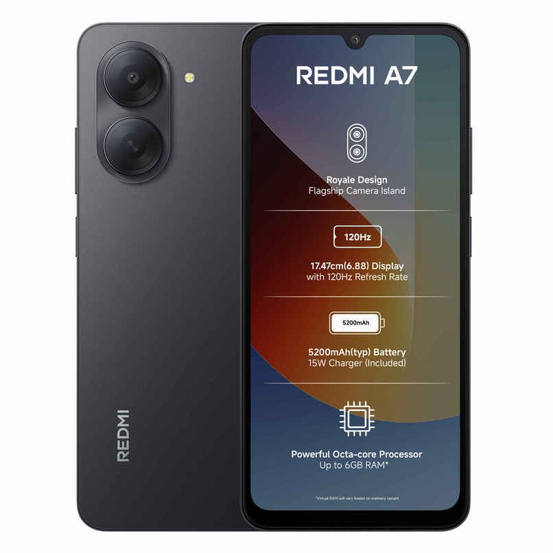 Redmi A7 | 3 GB RAM | 64 GB Storage | 6.88 inch Display | 4G, 3G, 2G | Black
