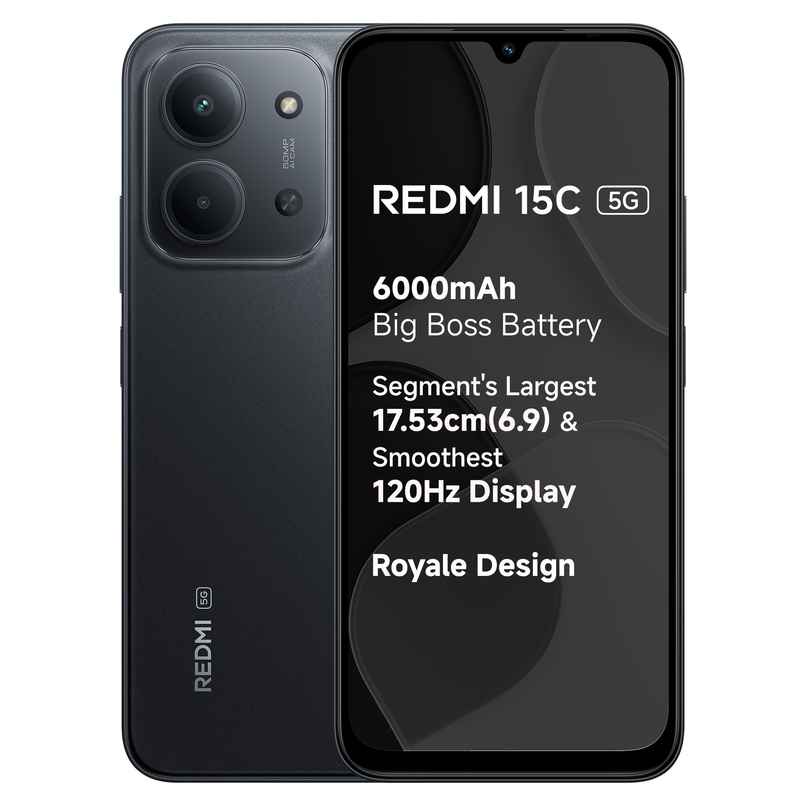 Redmi 15C 5G | 6GB RAM | 128GB Storage | 6.74 inch Display | 5G | Midnight Black