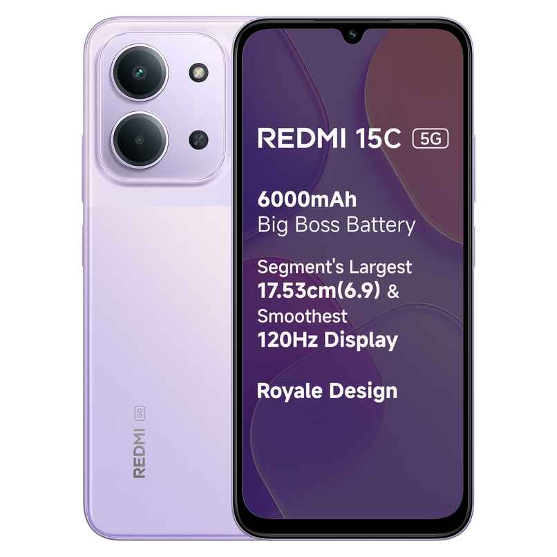 Redmi 15C 5G | 6 GB RAM | 128 GB Storage | 6.9 inch Display | 5G | Dusk Purple Redmi 15C 5G | 6 GB RAM | 128 GB Storage | 6.9 inch Display | 5G | Dusk Purple
