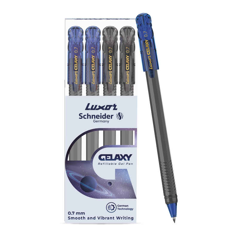 Luxor Schneider Gelaxy Gel Pen Pack Of 4 |2 Blue Pens And 2 Black Pen, Best Gel Pen For Students
