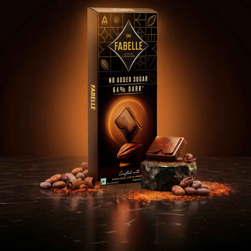 Fabelle No Added Sugar Dark Chocolate | 64% Dark Intense Rich Cocoa | No Added Sugar