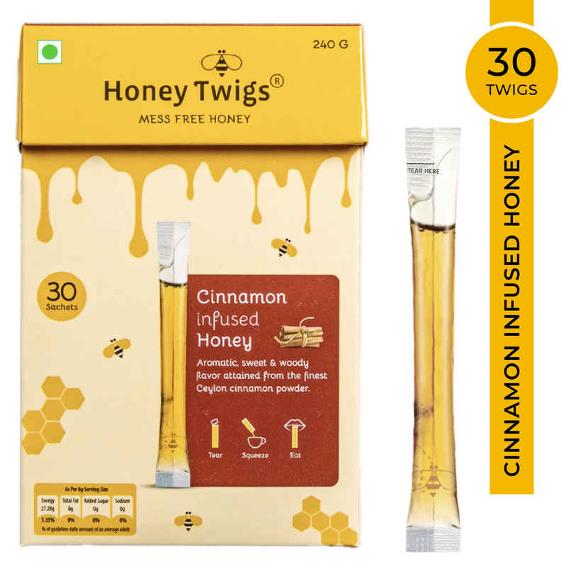 Honey Twigs Cinnamon Infused Honey | 30 Twigs Pack