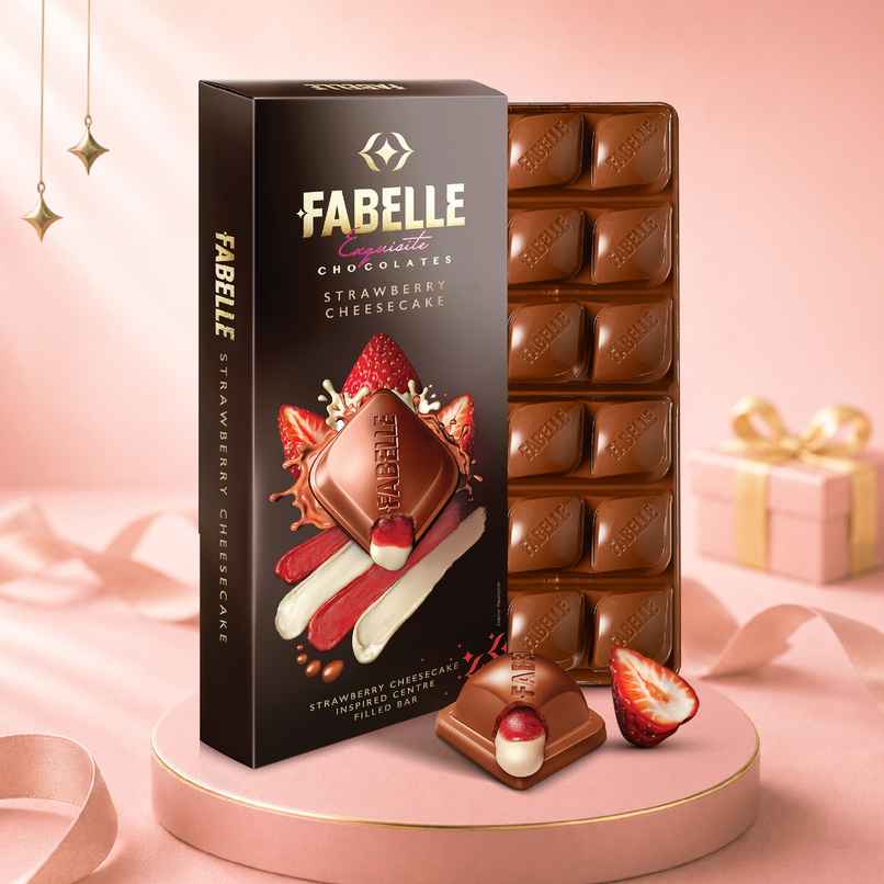 Fabelle Luxury Chocolates Strawberry Cheesecake Handcrafted Bar Fabelle Luxury Chocolates Strawberry Cheesecake Handcrafted Bar