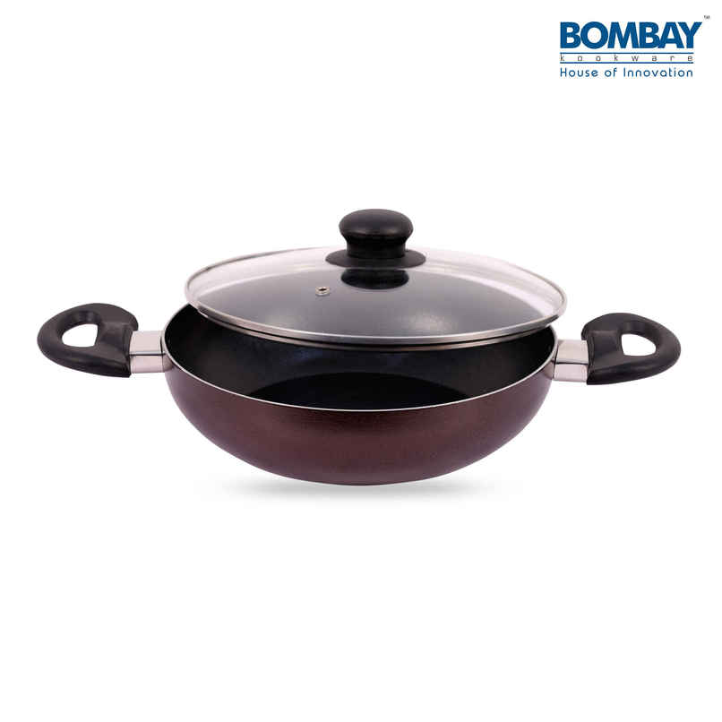 Bombay Kookware Kadai 24Cm With Glass Lid