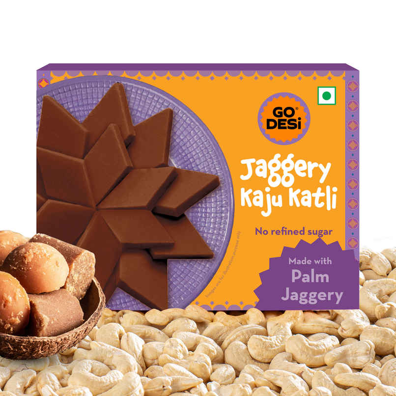 GO DESi Jaggery Kaju Katli | 69% Cashews | With Palm Jaggery