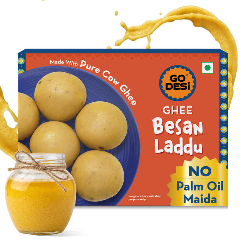 GO DESi Ghee Besan Laddu | No Palm Oil, Maida | With Pure Cow Ghee