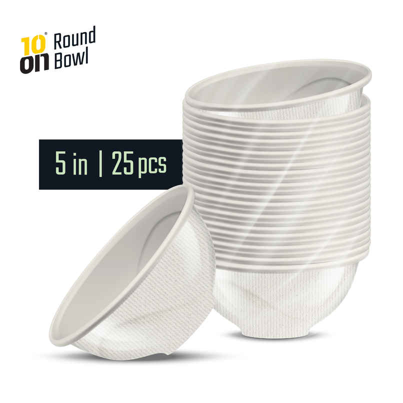 Bagasse Round Bowl | 5 inch | 180 ml | 10'ON Tissues Bagasse Round Bowl | 5 inch | 180 ml | 10'ON Tissues