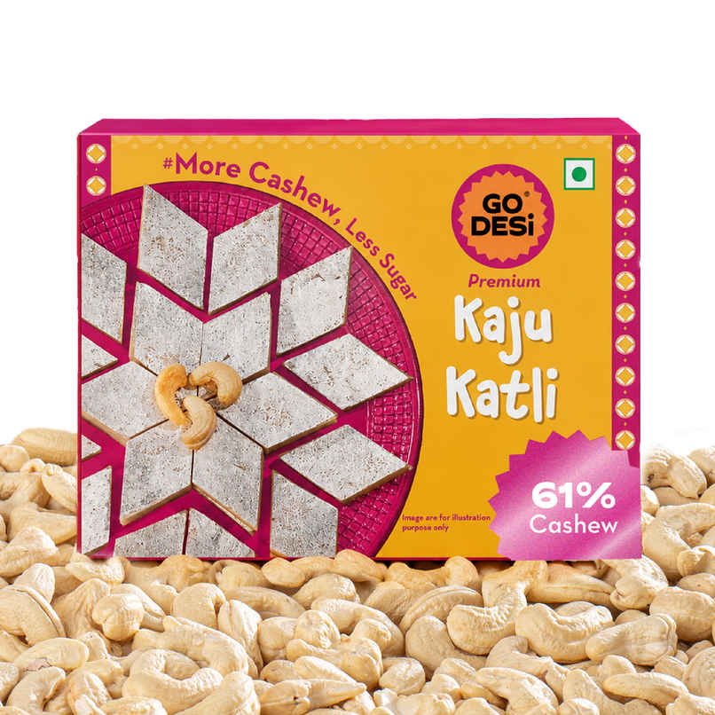 GO DESi Premium Kaju Katli | 61% Cahews | More Cashew, Less Sugar