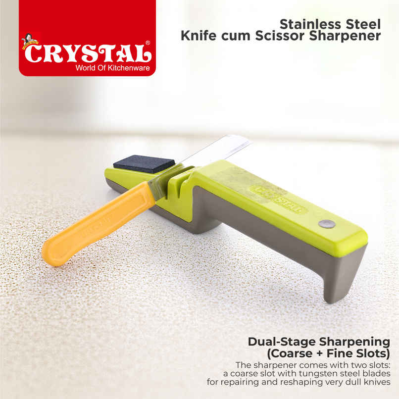 Crystal Stainless Steel Knife Cum Scissor Sharpener (Colour May Vary)