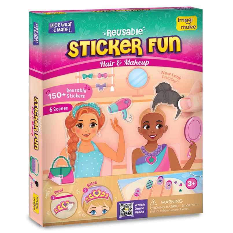 Imagimake Reusable Sticker Fun Hair and Makeup Kit