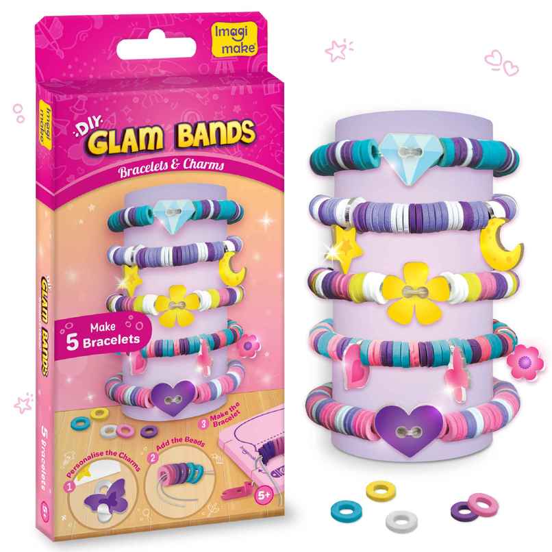 Imagimake Plastic DIY Glam Bands Bracelet and Charms