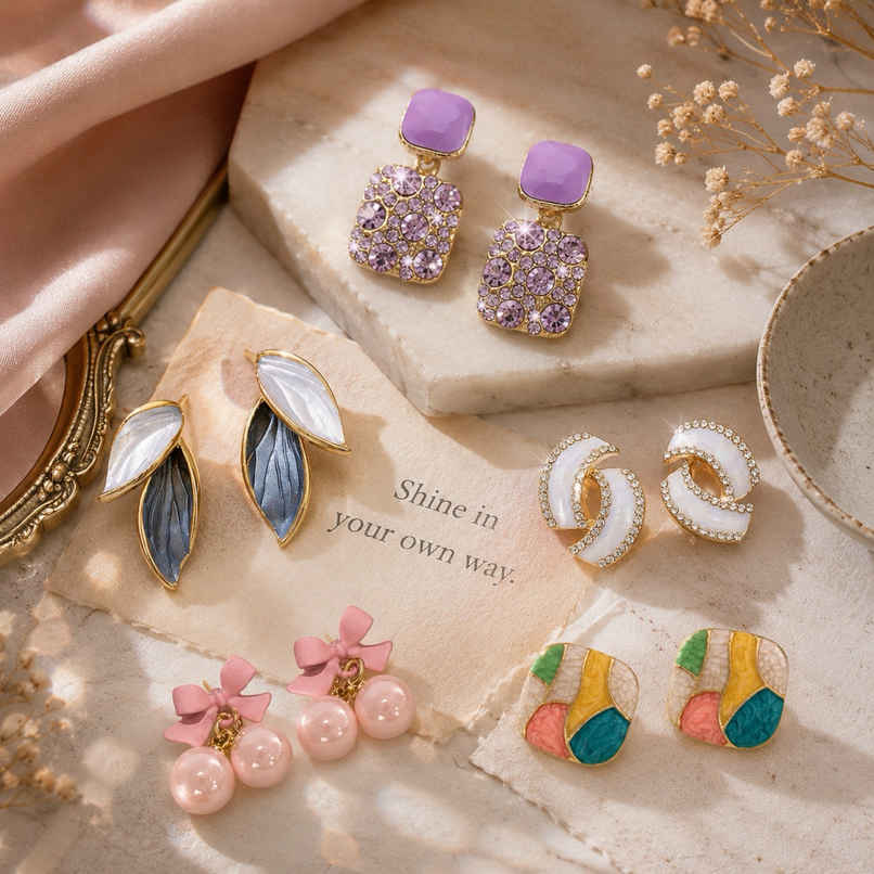 BeautyNX Gold-Plated Designer Earrings Combo Pack for Women BeautyNX Gold-Plated Designer Earrings Combo Pack for Women