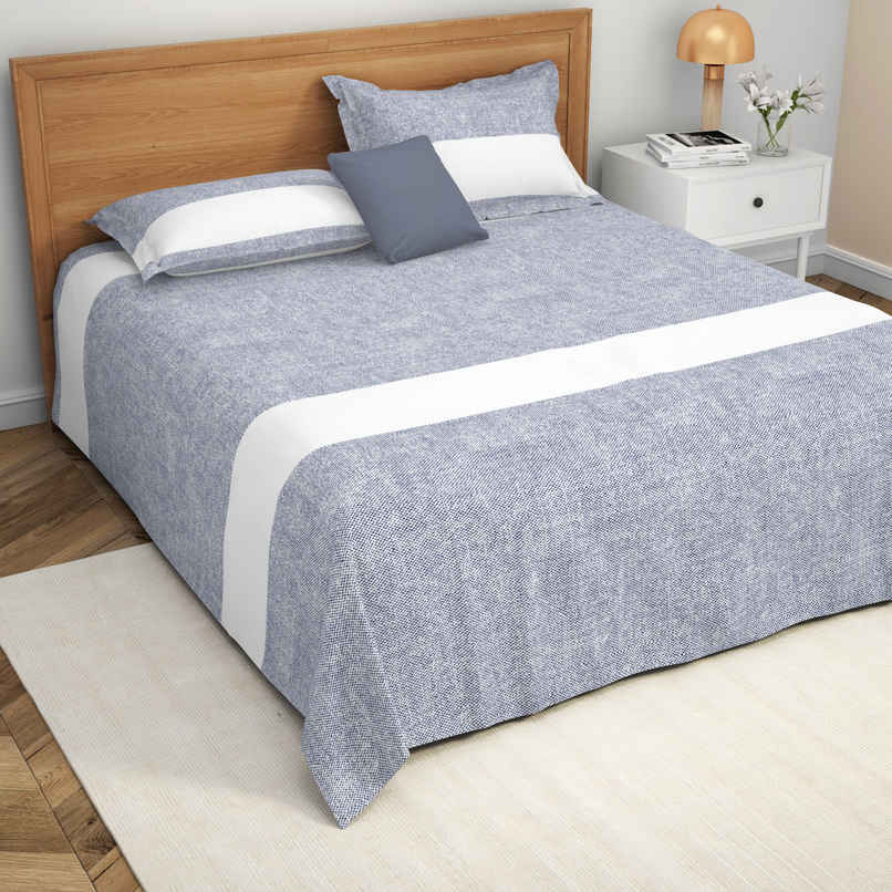 Himeya Exclusive 144 TC Double Bedsheet Set | Skyfade Denim