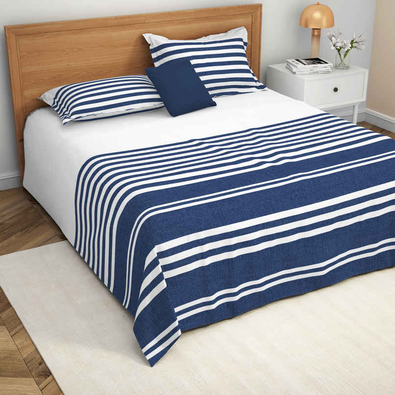 Himeya Exclusive 144 TC Double Bedsheet Set | Marine Stride