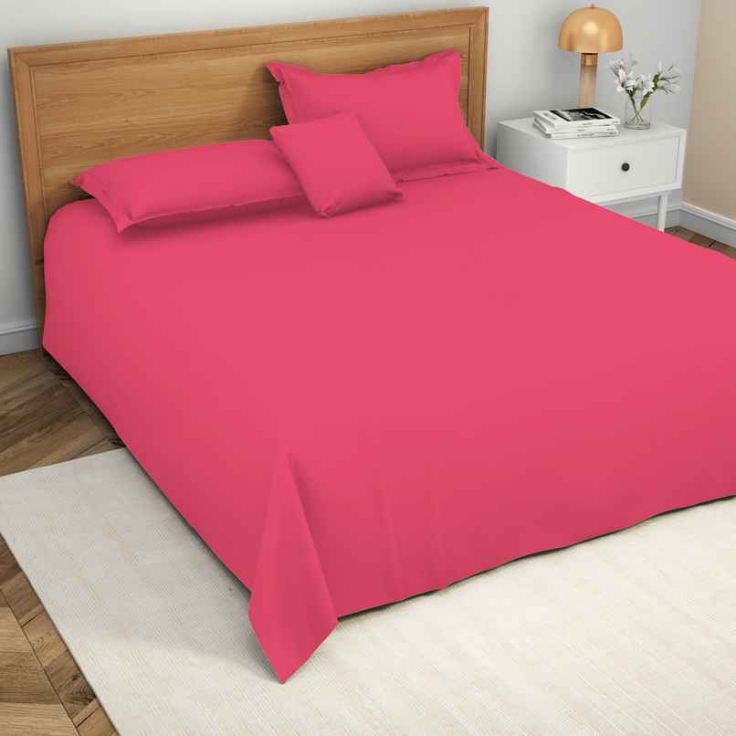 Himeya Exclusive 152 TC Cotton Double Bedsheet Set | Bubblegum Pink