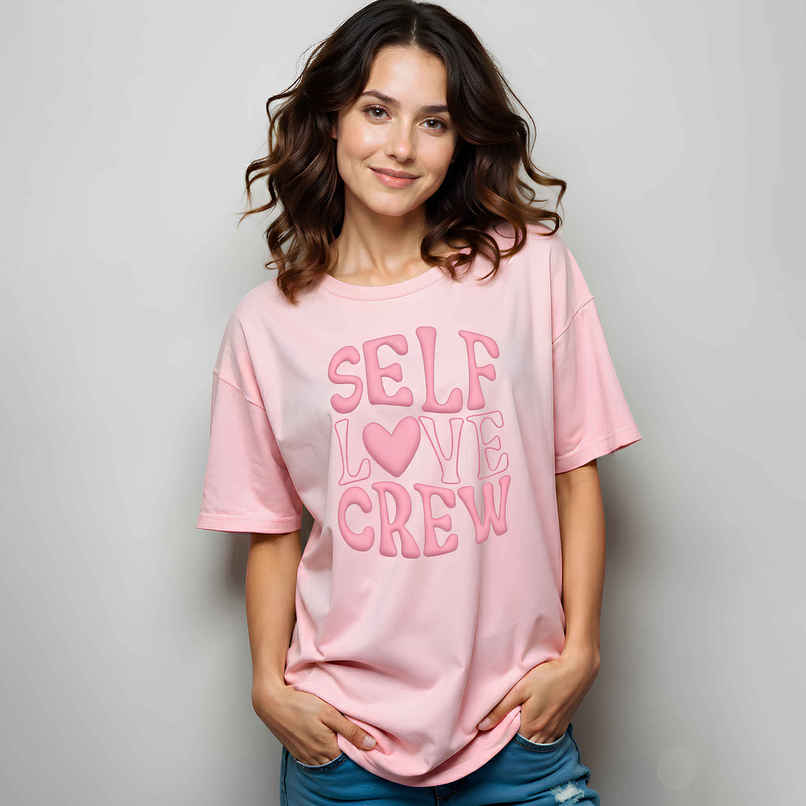Smartees Women's Oversize Puff Printed Tshirt | Pink - M Smartees Women's Oversize Puff Printed Tshirt | Pink - M
