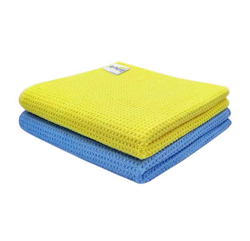 Softspun Microfiber Dish/Glass Cloths | 400 GSM, 40x40cm, 2Pc, Multicolor | Assorted