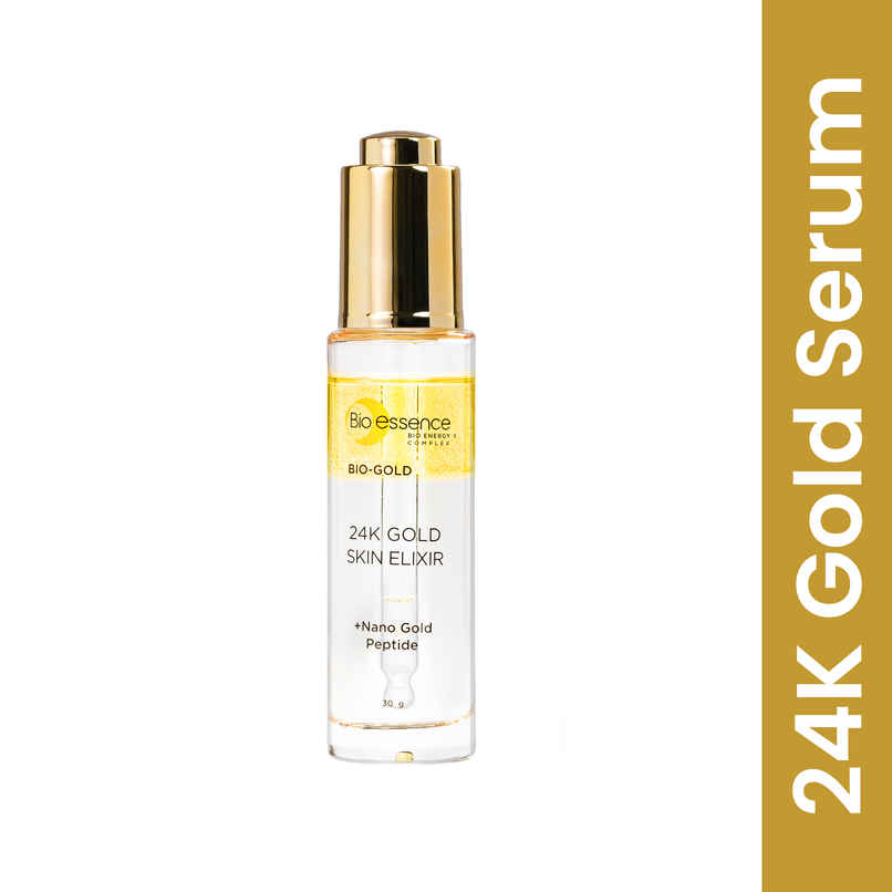 Bio-Essence Bio-Gold 24K Gold Skin Elixir, 2 phase Serum-Vitamin C & Argan Oil Reduces Dark Spots