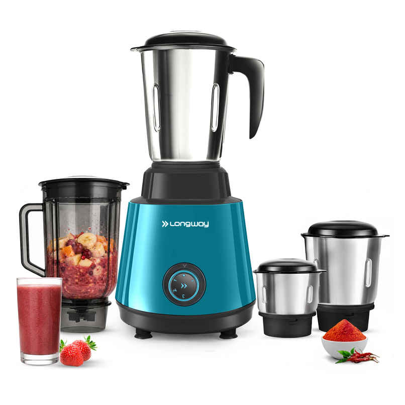 Longway Roto Max Up to 750W Max Output Juicer Mixer Grinder | 4 Jars | Teal & Black Longway Roto Max Up to 750W Max Output Juicer Mixer Grinder | 4 Jars | Teal & Black
