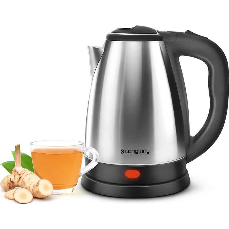 Longway Kestro Electric Kettle with Stainless Steel Body, 2L Capacity, ,1500 Watt | Silver & Black