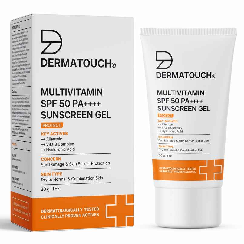 Dermatouch Multivitamin SPF 50 PA++++ Sunscreen Gel UVA-UVB Protection Zero White Cast Unisex Dermatouch Multivitamin SPF 50 PA++++ Sunscreen Gel UVA-UVB Protection Zero White Cast Unisex