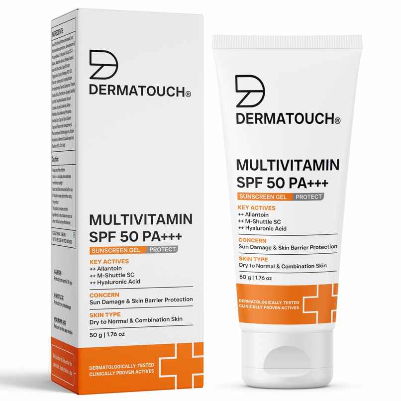 Dermatouch Multivitamin Spf 50 Pa+++ Sunscreen Gel Uva-Uvb Protection Zero White Cast Unisex