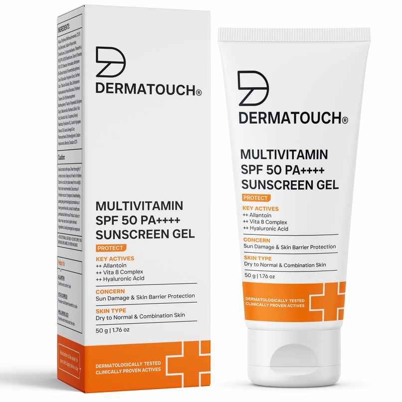 Dermatouch Multivitamin SPF 50 PA++++ Sunscreen Gel UVA-UVB Protection Zero White Cast Unisex Dermatouch Multivitamin SPF 50 PA++++ Sunscreen Gel UVA-UVB Protection Zero White Cast Unisex