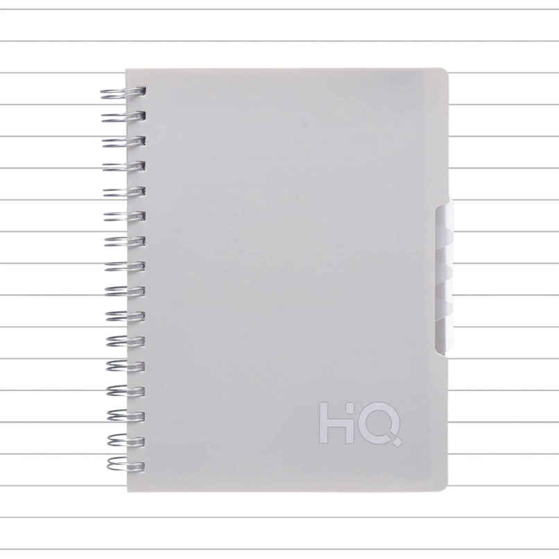 Navneet HQ | Five Subject Book White Wiro Bound Single Line A5 Size (21 x 14.8 cm, 300 Pages)