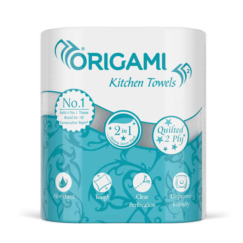 Origami 2Ply 2 in 1 Kitchen Tissue Roll | 60 Pulls Per Roll