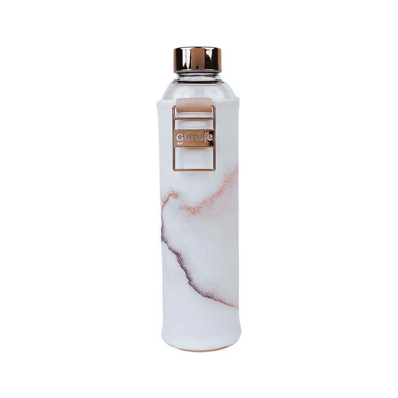Glasafe Vego Sip Borosilicate Glass Bottle With Protective Vegan Sleeve | Coral Peach 750 ml