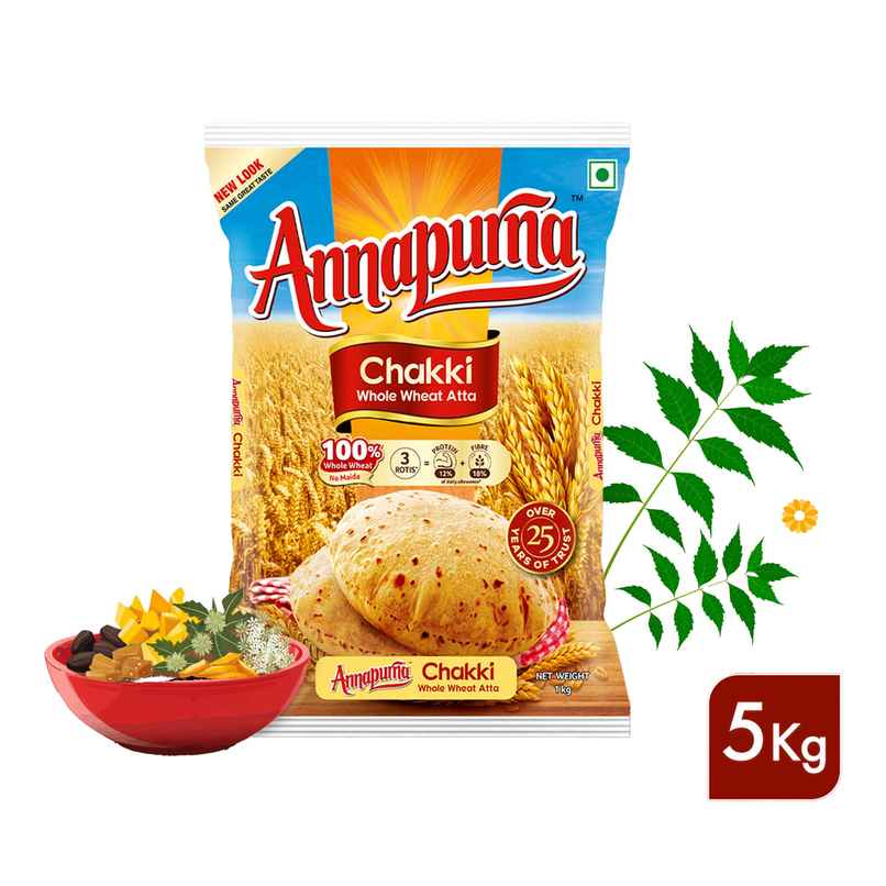 Annapurna Chakki Whole Wheat Atta/ Pure Whole Wheat, No Maida