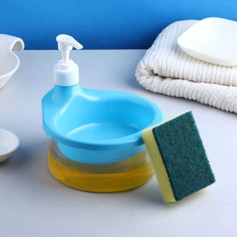 YouBee Double Layer Soap Dispenser for Bathroom | Liquid Dispenser Pump with Sponge | Multi-Colour