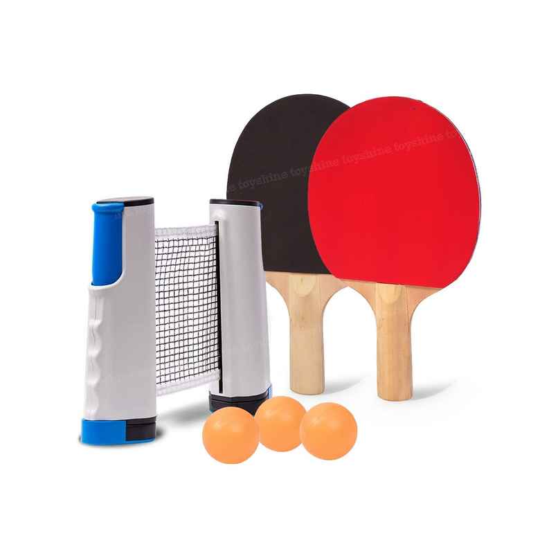 Toyshine Table Tennis Combo - Two Racket With Three Ball And One Adjustable & Foldable Tt Net