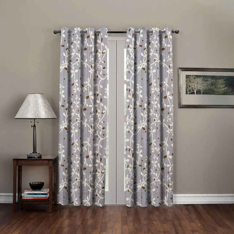 BAY6 Polyester Door Curtains | Set of 2 | 7x4 ft | Grey