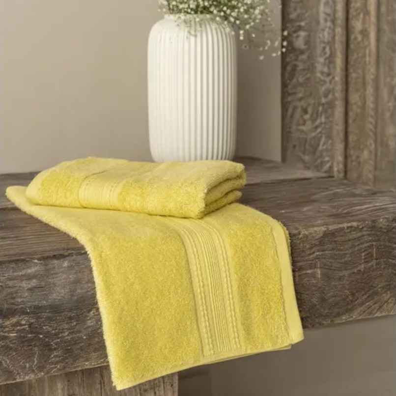 DDECOR Ecofriendly 70% Bamboo 30% Cotton Super Soft 650 GSM Solid Sustainable Hand Towel - Yellow