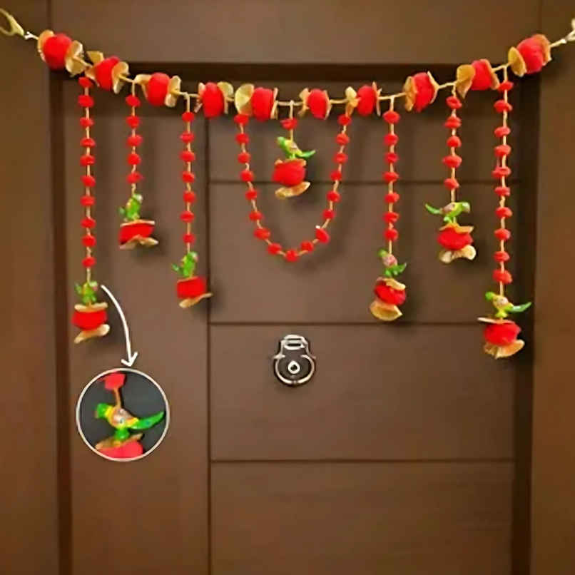 Pom Pom Parrot Toran | Multicolor | Samsidhi